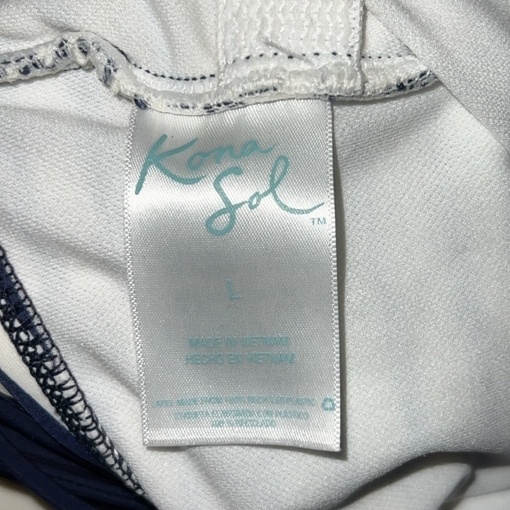 KONA SOL Blue White Stripe w/Macrame Back, Size L - Picture 4 of 4